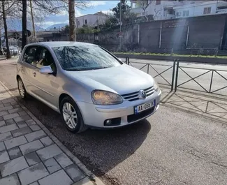 Front view of a rental Volkswagen Golf 5 in Tirana, Albania ✓ Car #10593. ✓ Manual TM ✓ 0 reviews.