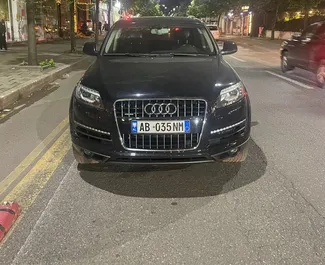 Front view of a rental Audi Q7 at Tirana airport, Albania ✓ Car #10638. ✓ Automatic TM ✓ 0 reviews.