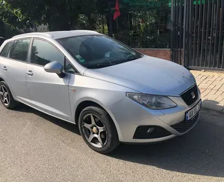 Front view of a rental SEAT Ibiza SW in Tirana, Albania ✓ Car #10546. ✓ Manual TM ✓ 0 reviews.