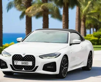 Front view of a rental BMW 420i Cabrio in Dubai, UAE ✓ Car #10535. ✓ Automatic TM ✓ 0 reviews.