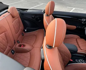 Interior of Mini Cooper S Cabrio for hire in the UAE. A Great 4-seater car with a Automatic transmission.