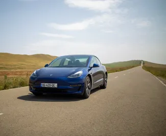 Priekinė automobilio, kurį nuomojate Tesla Model 3 Tbilisyje, Gruzija vaizdas ✓ Automobilis #11685. ✓ Pavarų dėžė Automatinis TM ✓ Atsiliepimai 0.