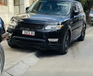 Sprednji pogled najetega avtomobila Land Rover Range Rover Sport v v Tbilisiju, Georgia ✓ Avtomobil #11884. ✓ Menjalnik Samodejno TM ✓ Mnenja 0.
