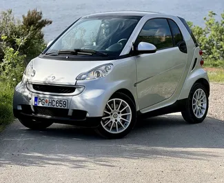 Front view of a rental Smart Fortwo in Budva, Montenegro ✓ Car #9846. ✓ Automatic TM ✓ 1 reviews.