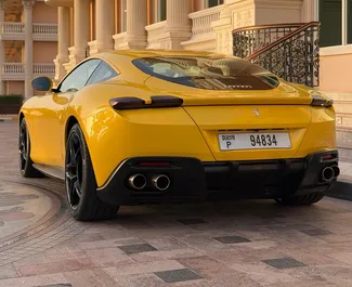 Арендуйте Ferrari Roma 2023 в ОАЭ. Топливо: Бензин. Мощность: 612 л.с. ➤ Стоимость от 2400 AED в сутки.