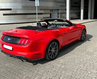 Framvy av en hyrbil Ford Mustang Cabrio i Minsk, Vitryssland ✓ Bil #15042. ✓ Växellåda Automatisk TM ✓ 0 recensioner.