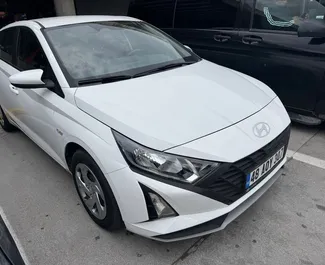 Front view of a rental Hyundai i20 in Fethiye, Turkey ✓ Car #11770. ✓ Automatic TM ✓ 0 reviews.