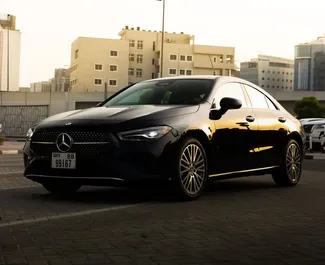 Mercedes-Benz CLA-Class 2025 car hire in the UAE, featuring ✓ Petrol fuel and 272 horsepower ➤ Starting from 300 AED per day.