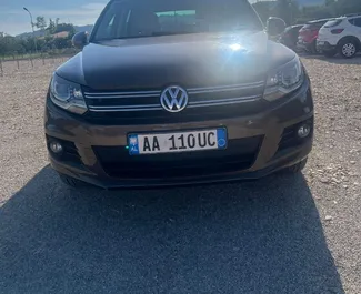 Front view of a rental Volkswagen Tiguan at Tirana airport, Albania ✓ Car #15394. ✓ Automatic TM ✓ 0 reviews.