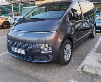 Front view of a rental Hyundai Staria in Tbilisi, Georgia ✓ Car #15447. ✓ Automatic TM ✓ 0 reviews.