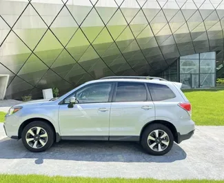 Subaru Forester 2017 available for rent in Tbilisi, with unlimited mileage limit.