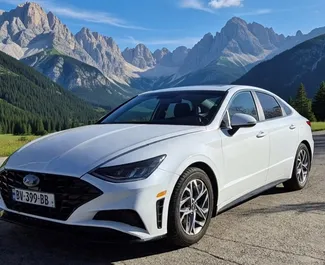 Front view of a rental Hyundai Sonata in Kutaisi, Georgia ✓ Car #14106. ✓ Automatic TM ✓ 0 reviews.