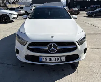 Front view of a rental Mercedes-Benz A220 in Tbilisi, Georgia ✓ Car #16153. ✓ Automatic TM ✓ 0 reviews.
