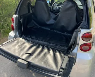 Interior of Smart Fortwo for hire in Montenegro. A Great 2-seater car with a Automatic transmission.