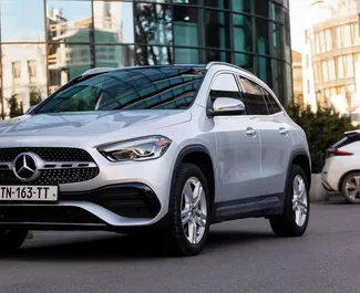 Front view of a rental Mercedes-Benz GLA-Class in Tbilisi, Georgia ✓ Car #16124. ✓ Automatic TM ✓ 0 reviews.