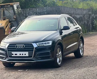 Front view of a rental Audi Q3 at Goa Airport, Goa ✓ Car #16179. ✓ Automatic TM ✓ 0 reviews.