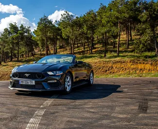 Priekinė automobilio, kurį nuomojate Ford Mustang Cabrio Tbilisyje, Gruzija vaizdas ✓ Automobilis #16289. ✓ Pavarų dėžė Automatinis TM ✓ Atsiliepimai 0.