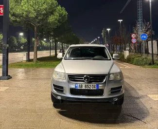 Front view of a rental Volkswagen Touareg in Tirana, Albania ✓ Car #16438. ✓ Automatic TM ✓ 0 reviews.