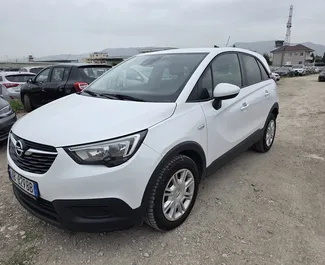 Front view of a rental Opel Crossland at Tirana airport, Albania ✓ Car #16275. ✓ Automatic TM ✓ 0 reviews.