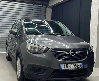 Front view of a rental Opel Crossland at Tirana airport, Albania ✓ Car #16265. ✓ Automatic TM ✓ 0 reviews.