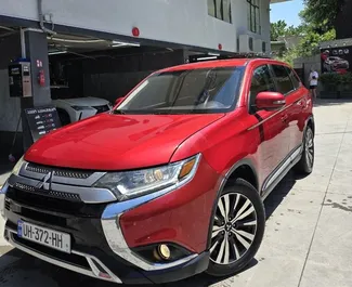 Front view of a rental Mitsubishi Outlander in Tbilisi, Georgia ✓ Car #16595. ✓ Automatic TM ✓ 0 reviews.