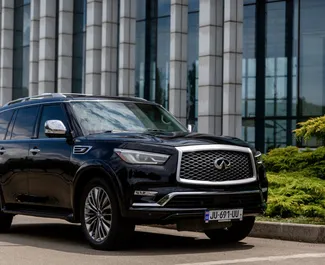 Frontansicht eines Mietwagens Infiniti QX80 in Tiflis, Georgien ✓ Auto Nr.16810. ✓ Automatisch TM ✓ 0 Bewertungen.